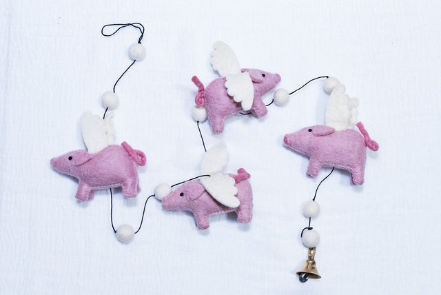 Felted Flying Pigs