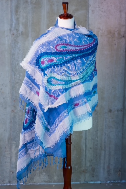 Ocean Waves Textured Paisley Pashmina Wrap