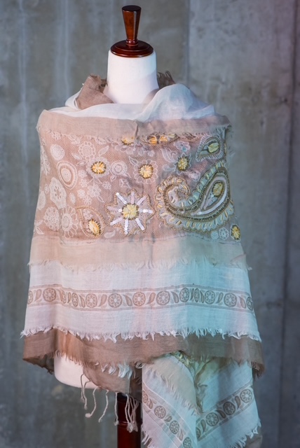 Sandstone Floral Embroidered Pashmina Shawl